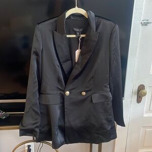 Rachel Zoe Designer Black Satin Blazer